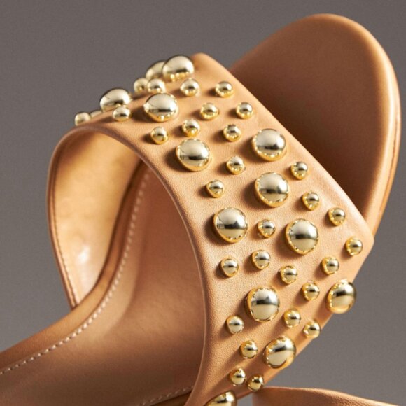 Anthropologie Women’s Bubble Stud Mule Heel in Travertine EU 37 Gold Studs - Picture 8 of 8